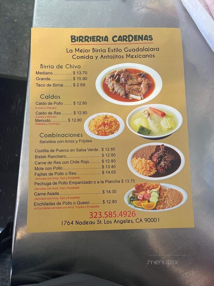 Birrieria Cardenas - Los Angeles, CA menu_pic