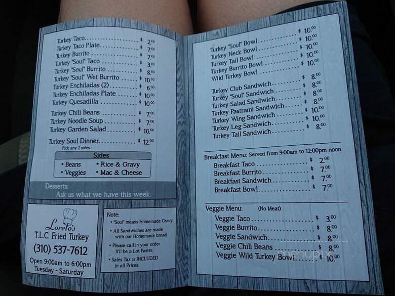 Loreto's Fried Turkey - Compton, CA menu_pic