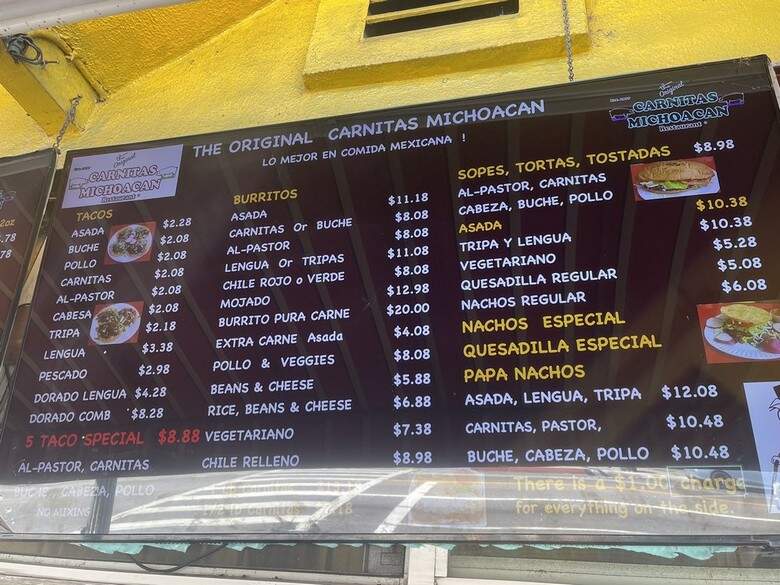 Carnitas Michoacan - Los Angeles, CA menu_pic