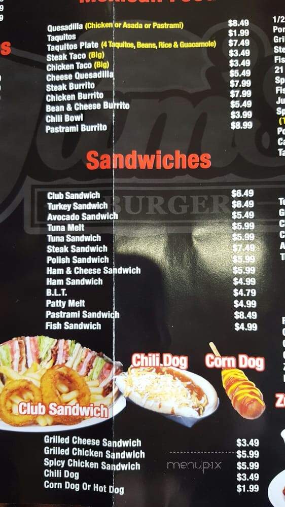 Tam's Burgers - Huntington Park, CA menu_pic
