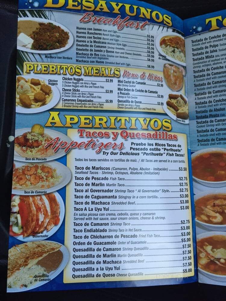Mariscos El Perihuete - Lynwood, CA menu_pic