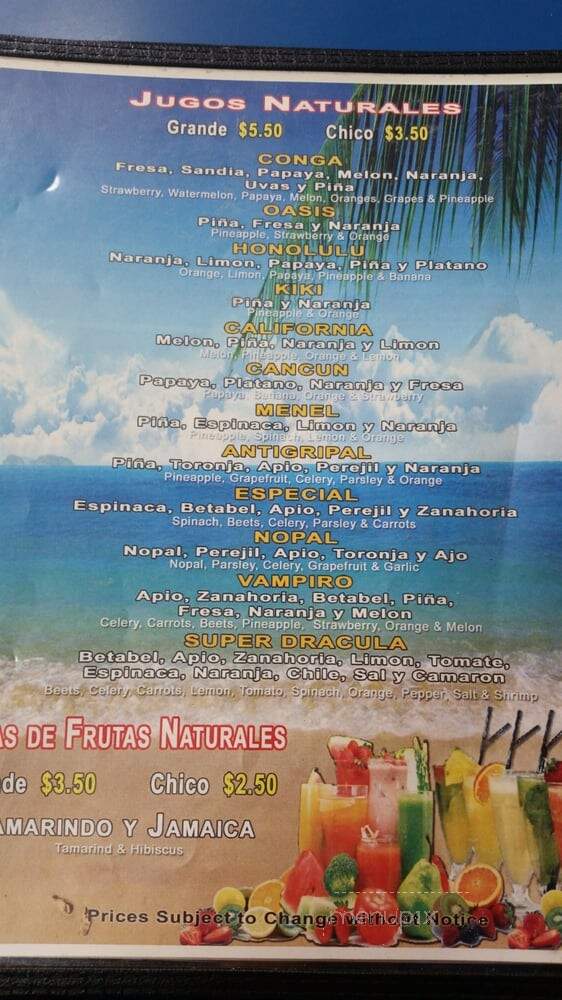 El Paraiso Restaurant - Lynwood, CA menu_pic