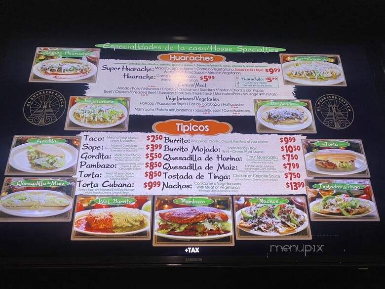Huarache Azteca Restaurante - Los Angeles, CA menu_pic