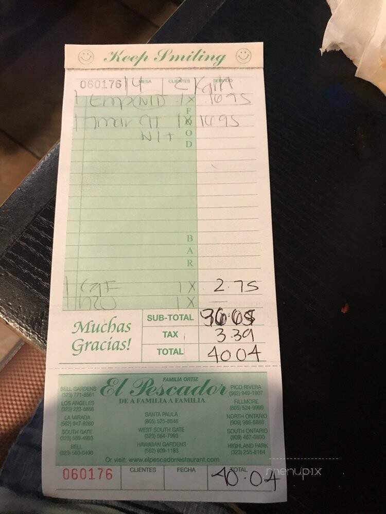 El Pescador - Los Angeles, CA menu_pic