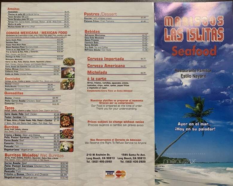 Las Islitas Restaurant - Long Beach, CA menu_pic