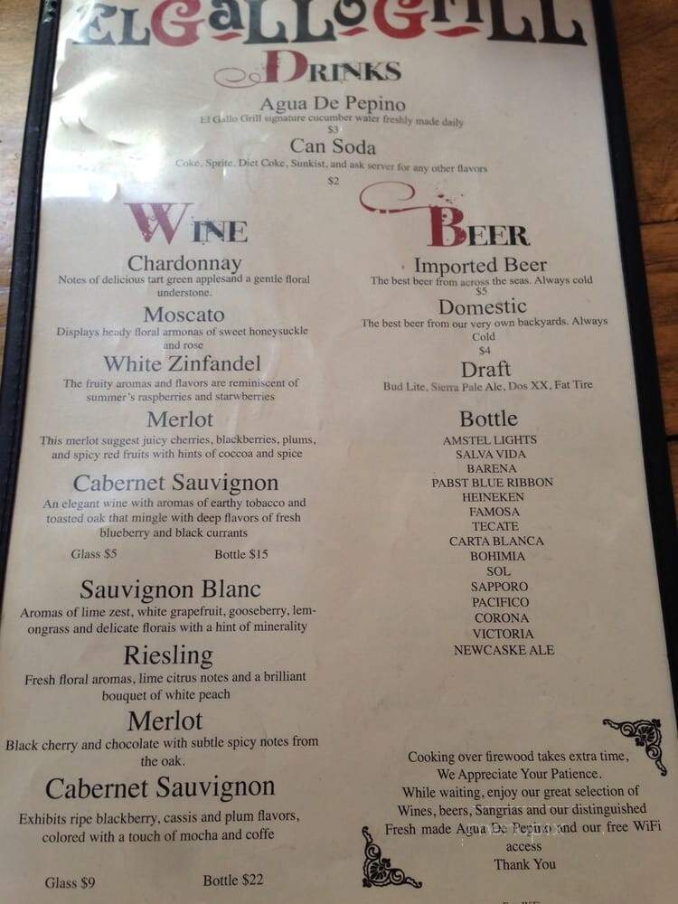 Gallo's Grill - Los Angeles, CA menu_pic