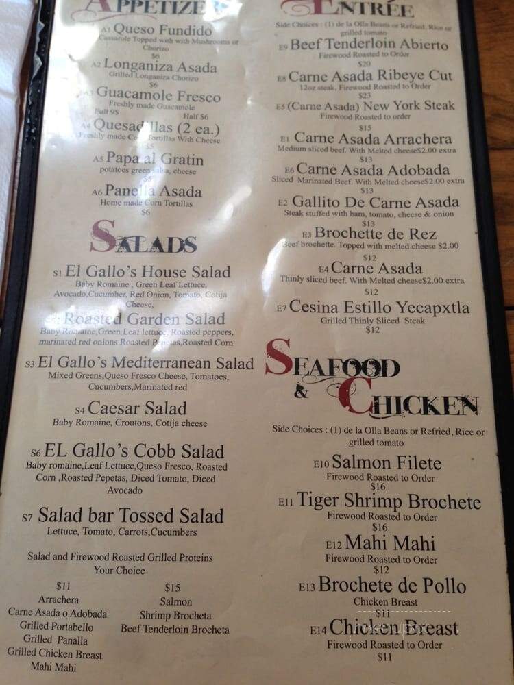 Gallo's Grill - Los Angeles, CA menu_pic