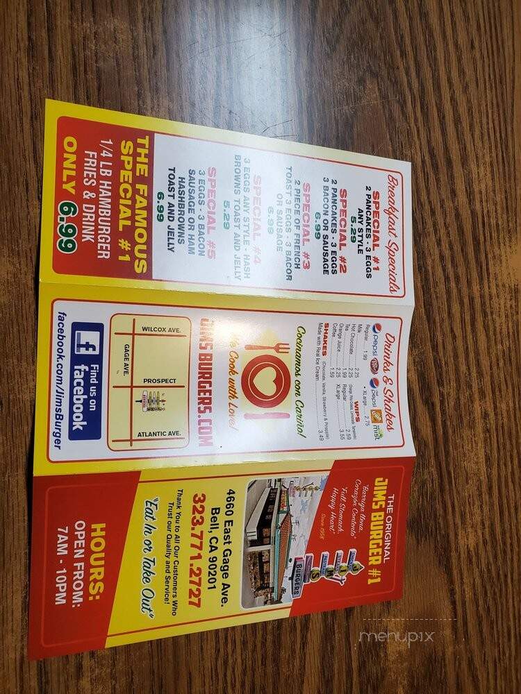 Jim's Burgers - Bell, CA menu_pic