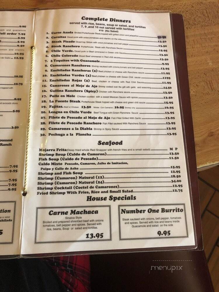 La Fuente - Los Angeles, CA menu_pic