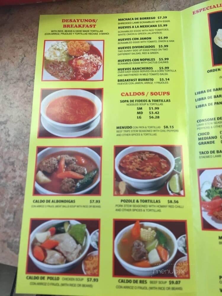 El Borrego De Oro Restaurant - Los Angeles, CA menu_pic