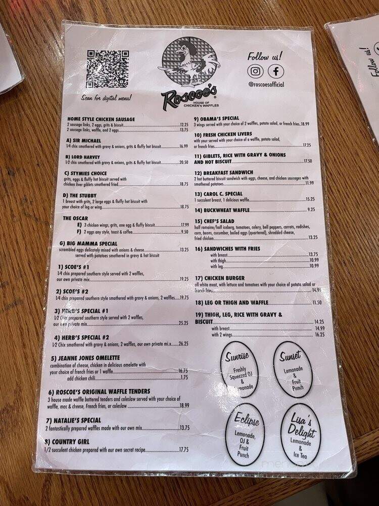 Roscoe's-Chicken Waffles - Long Beach, CA menu_pic