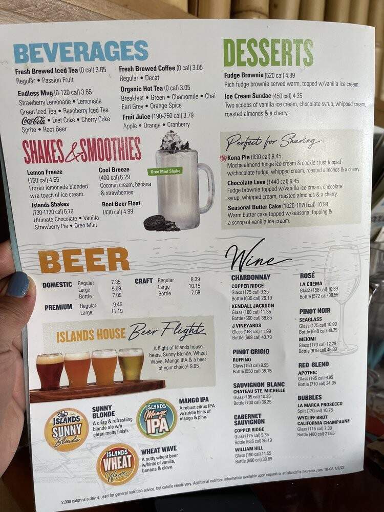 Islands Restaurant - Long Beach, CA menu_pic