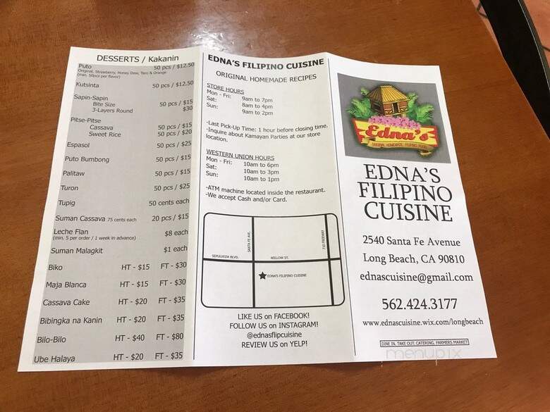 Edna's Restaurant - Long Beach, CA menu_pic