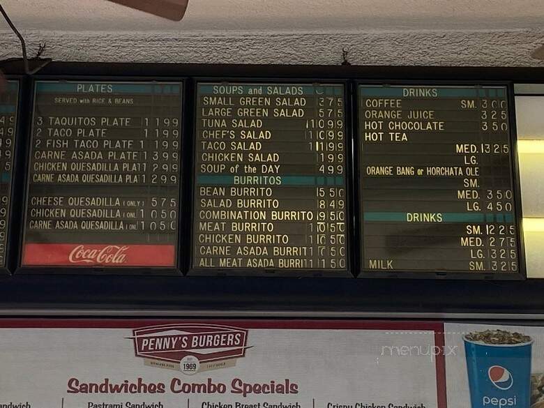Penny's Burgers - Los Angeles, CA menu_pic