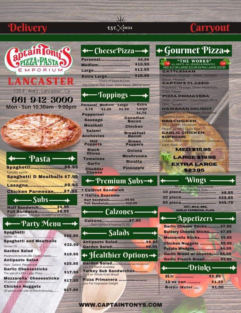 Captain Tony's Pizza & Pasta - Lancaster, CA