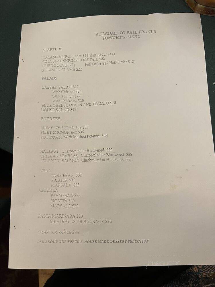 Phil Trani's Restaurant - Long Beach, CA menu_pic