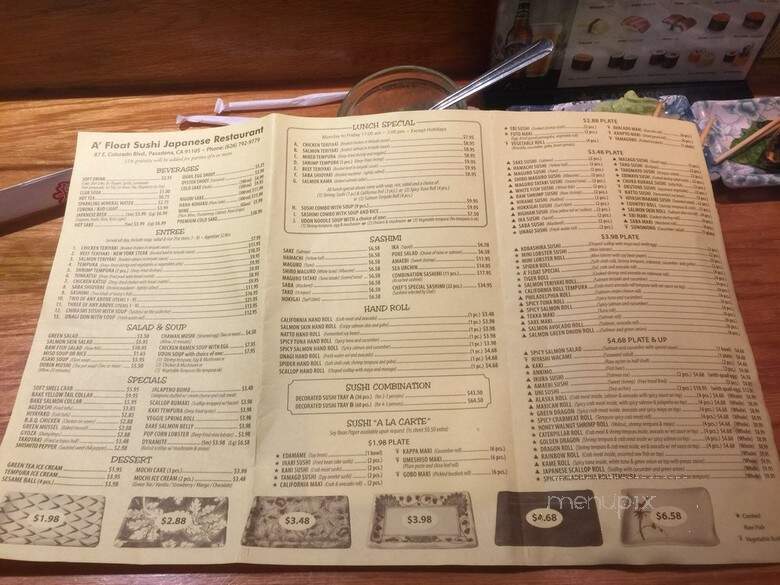 Afloat Sushi - Pasadena, CA menu_pic