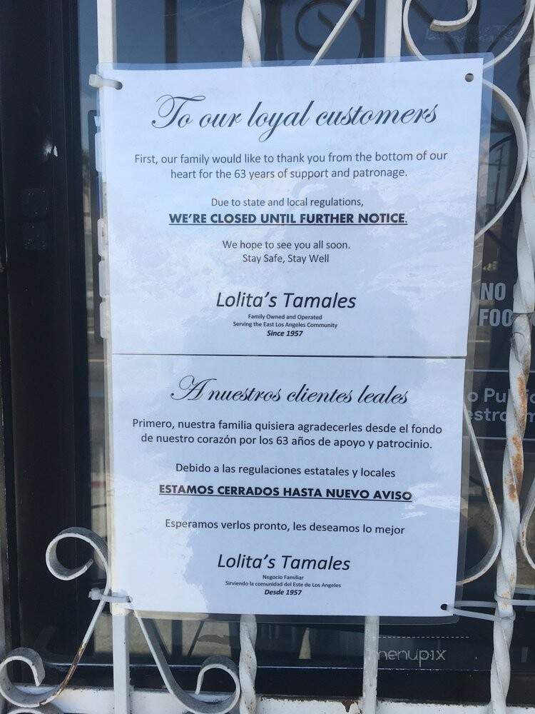 Lolita's Tamales - Los Angeles, CA menu_pic