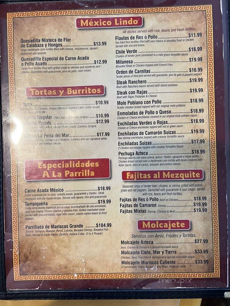 La Perla Del Mar - Downey, CA menu_pic
