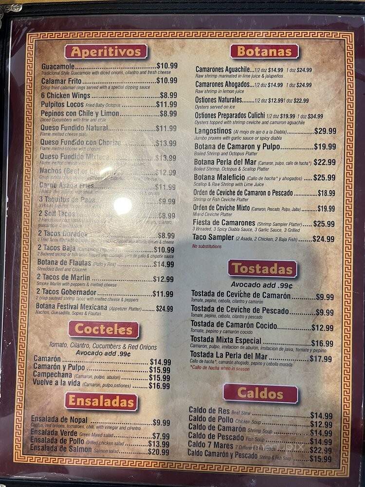 La Perla Del Mar - Downey, CA menu_pic