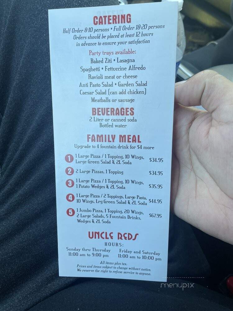 Uncle Reds Pizzeria - Bellflower, CA menu_pic