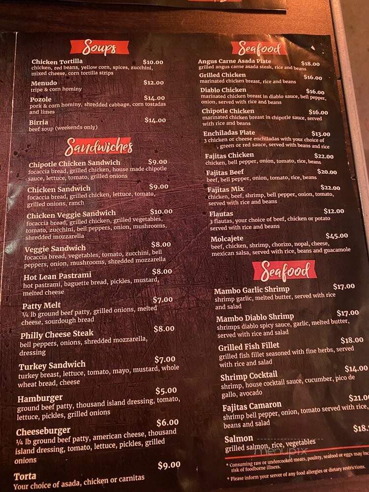 Mambo Grill - Downey, CA menu_pic