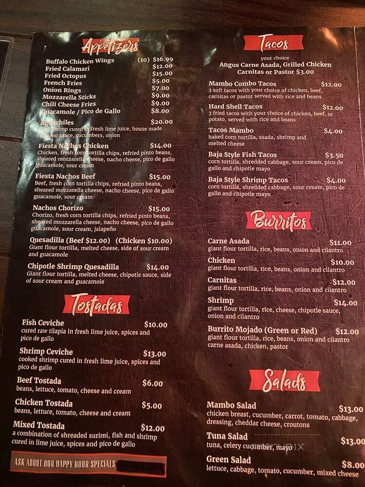 Mambo Grill - Downey, CA menu_pic
