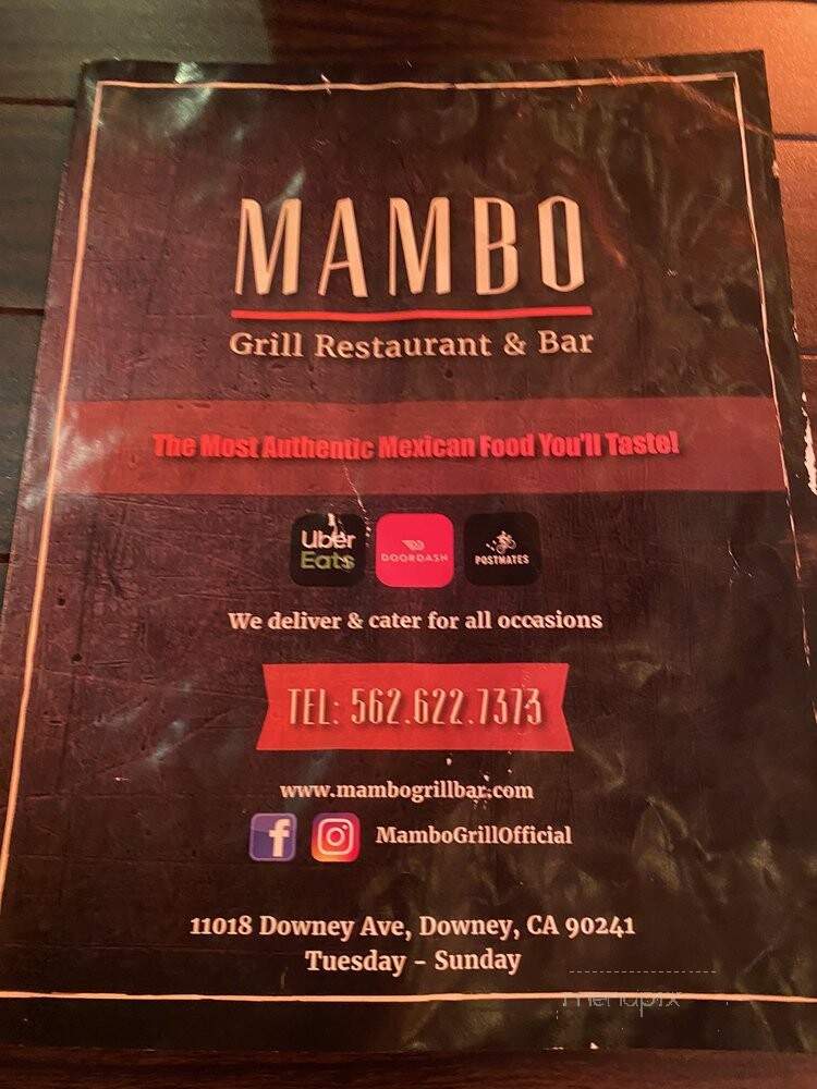Mambo Grill - Downey, CA menu_pic