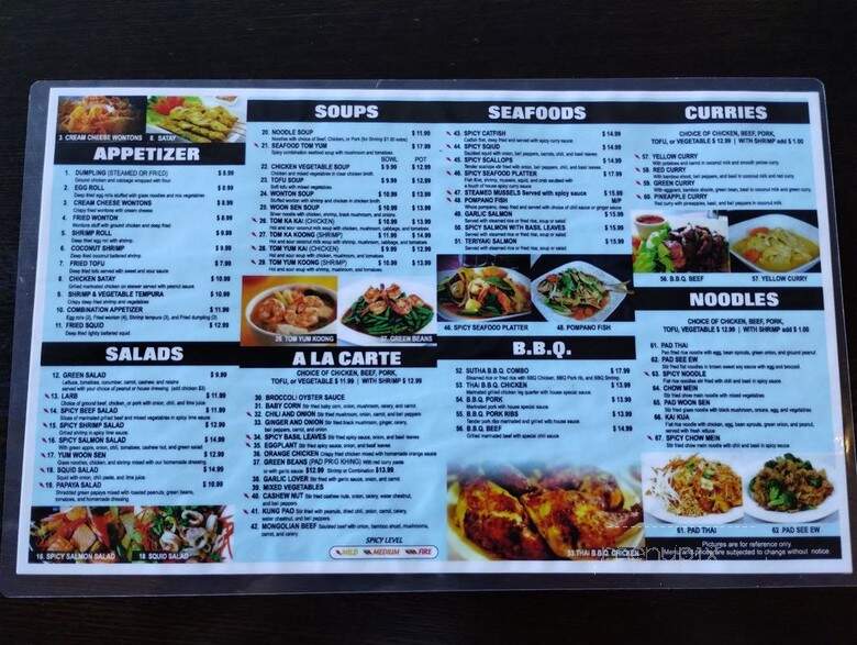 Su Tha Thai Cuisine - Downey, CA menu_pic