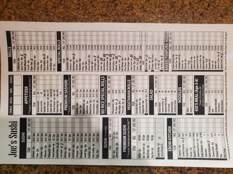 Joe's Japanese Restaurant - Lakewood, CA menu_pic