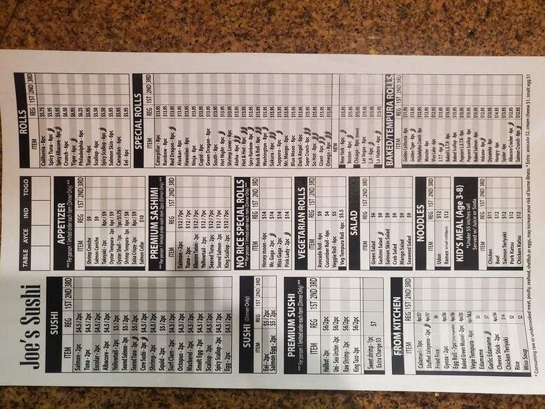 Joe's Japanese Restaurant - Lakewood, CA menu_pic