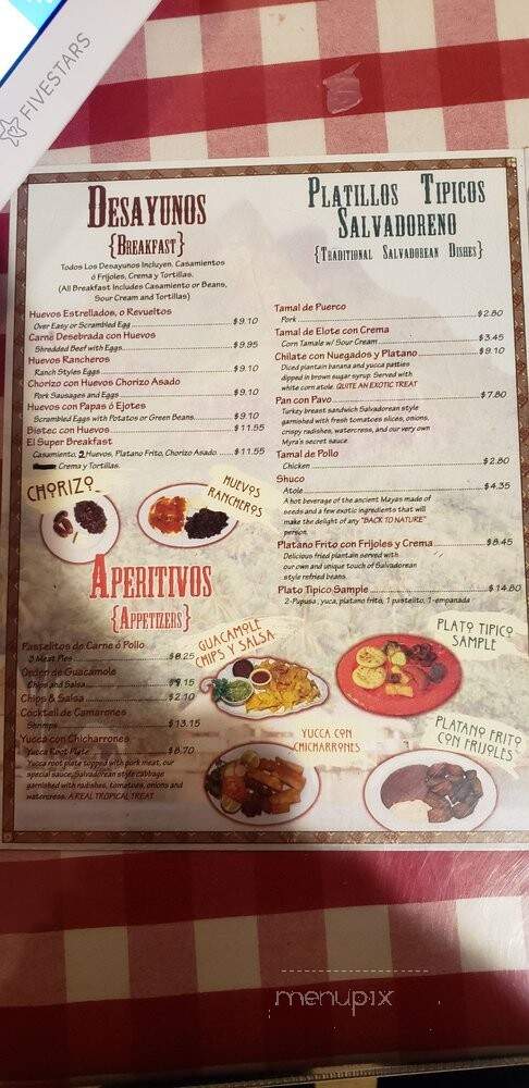 Myra's Salvadorian Cuisine - Downey, CA menu_pic
