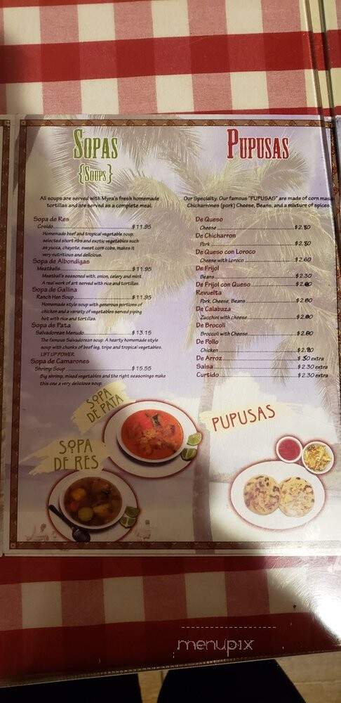 Myra's Salvadorian Cuisine - Downey, CA menu_pic