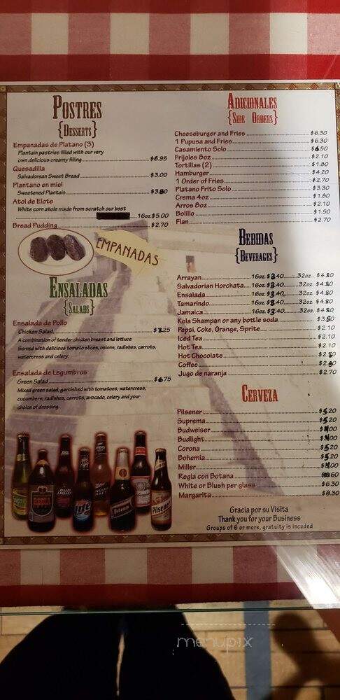 Myra's Salvadorian Cuisine - Downey, CA menu_pic