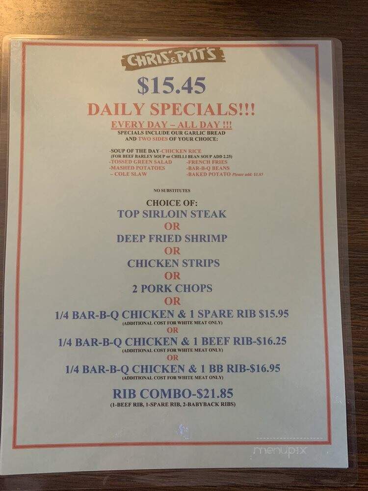 Chris' & Pitt's Restaurants - Downey, CA menu_pic