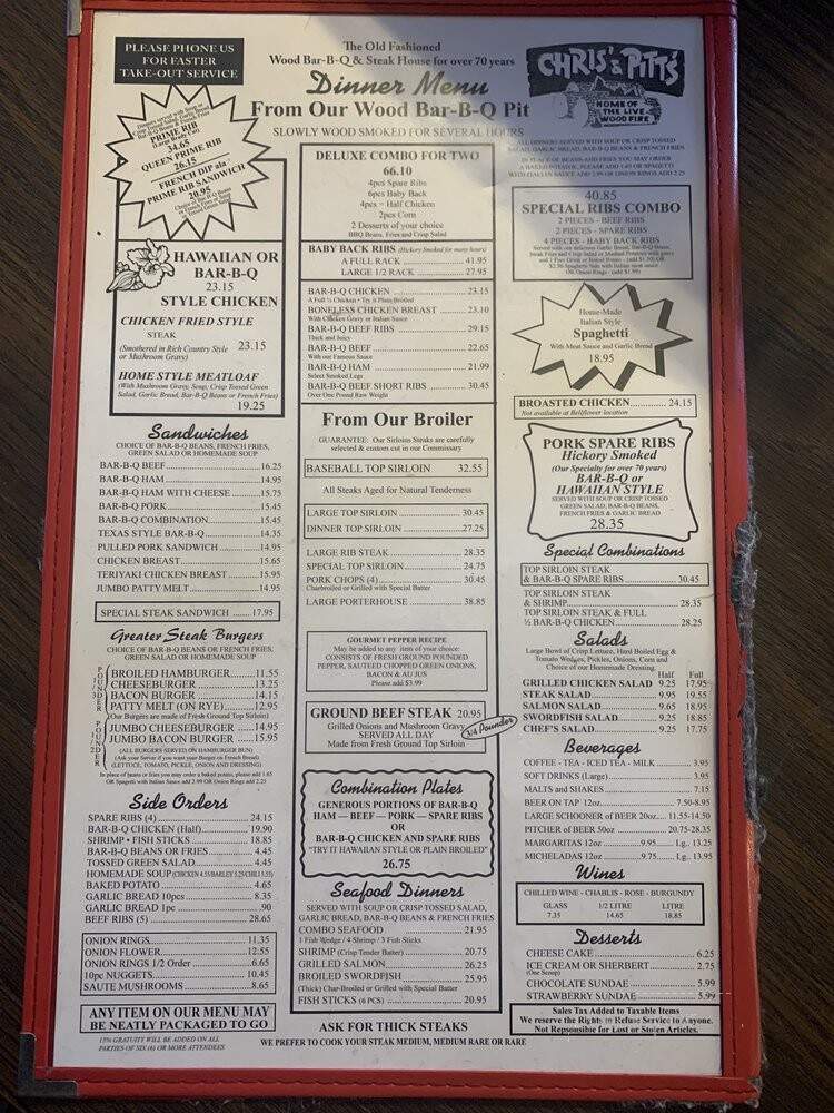 Chris' & Pitt's Restaurants - Downey, CA menu_pic