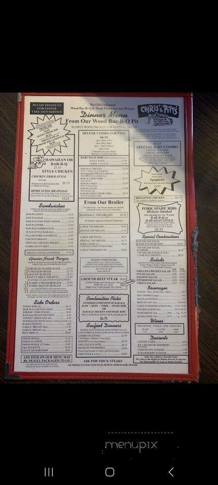 Chris' & Pitt's Restaurant - Bellflower, CA menu_pic
