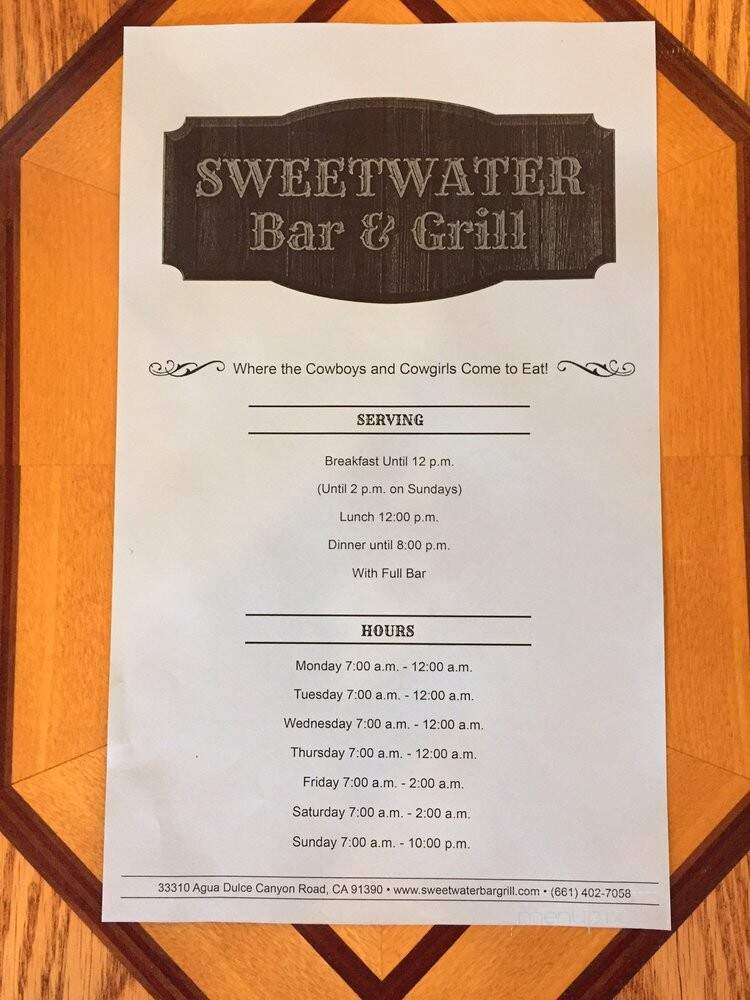 Sweetwater Cafe - Santa Clarita, CA menu_pic