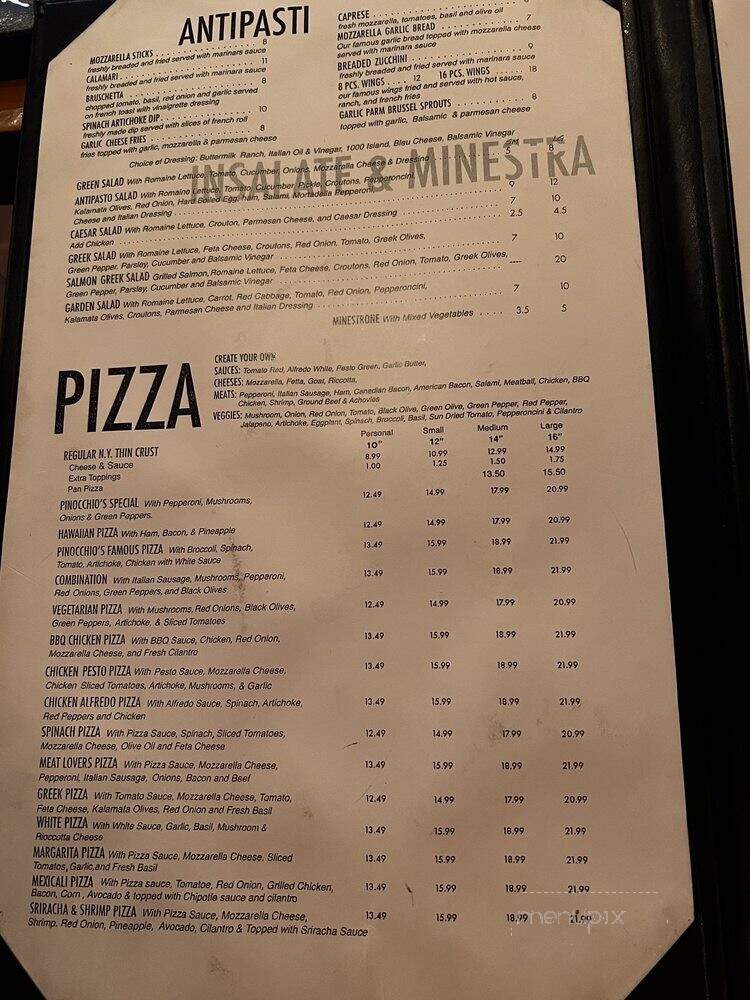 Pinocchio's Pizza - Pasadena, CA menu_pic