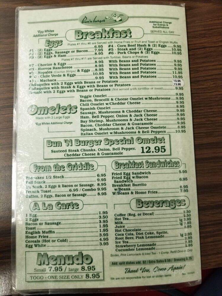 Bun-N-Burger - Alhambra, CA menu_pic