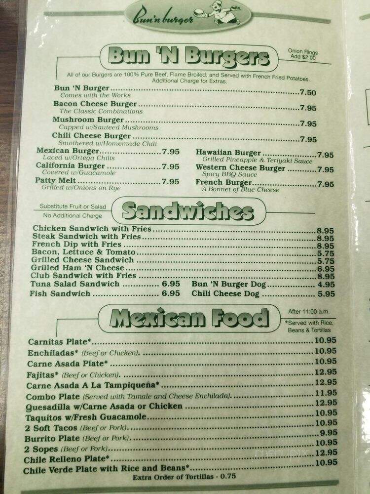 Bun-N-Burger - Alhambra, CA menu_pic
