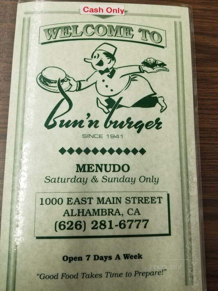 Bun-N-Burger - Alhambra, CA menu_pic