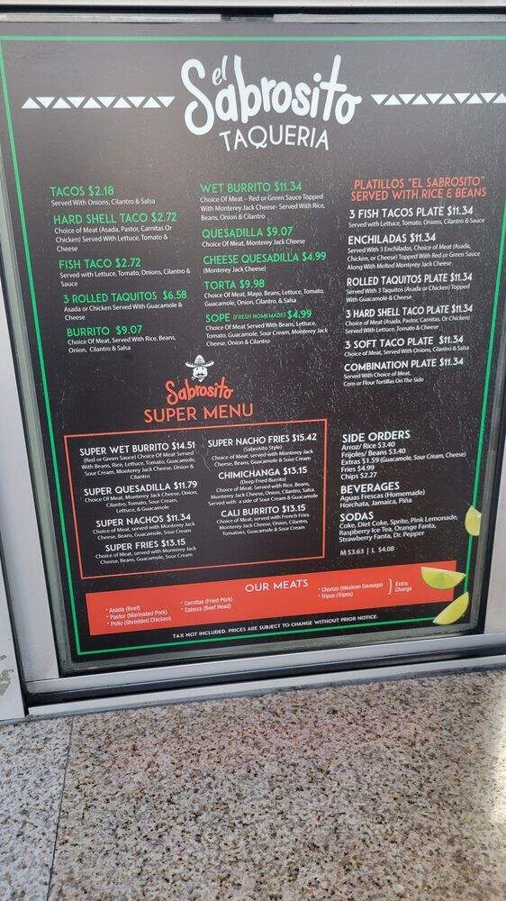 Taqueria El Sabrosito - Bellflower, CA menu_pic