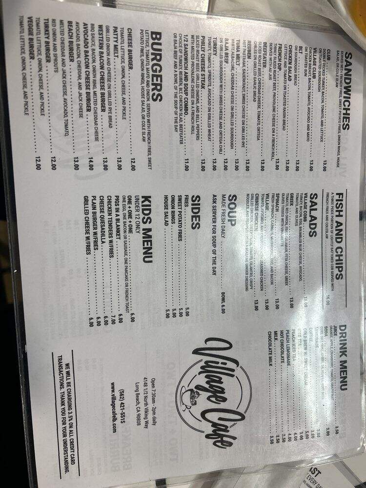 Village Cafe - Long Beach, CA menu_pic