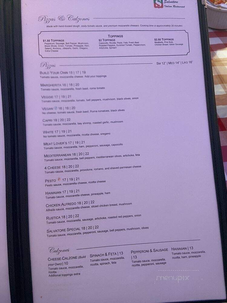 Salvatore Italian Restaurant - Montebello, CA menu_pic