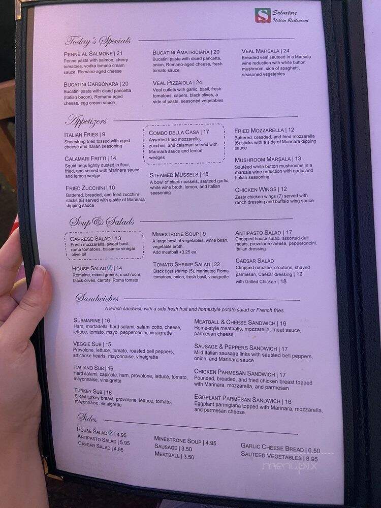Salvatore Italian Restaurant - Montebello, CA menu_pic