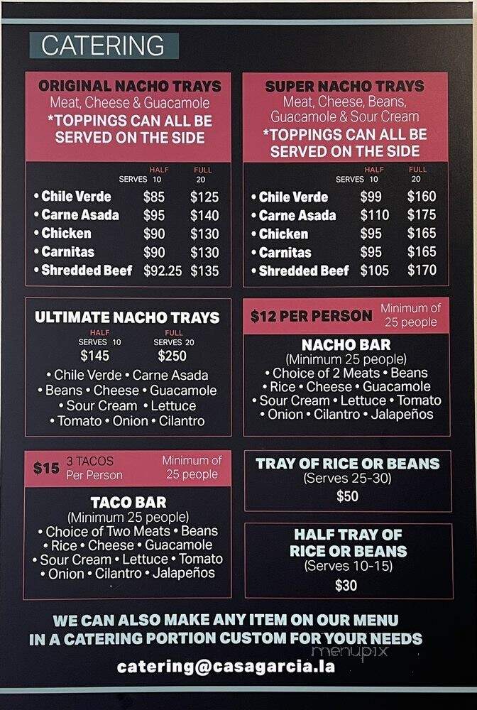 Casa Garcia - Pico Rivera, CA menu_pic
