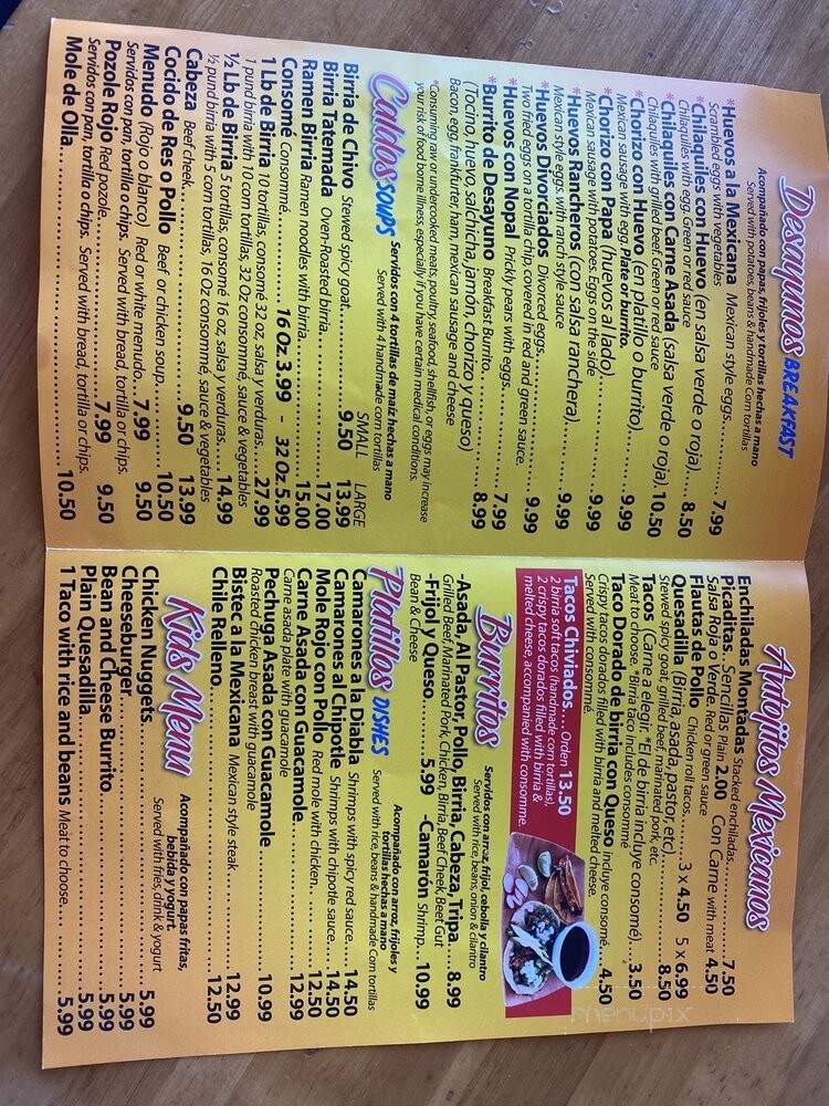 El Chivo Feliz Restaurant - Palmdale, CA menu_pic