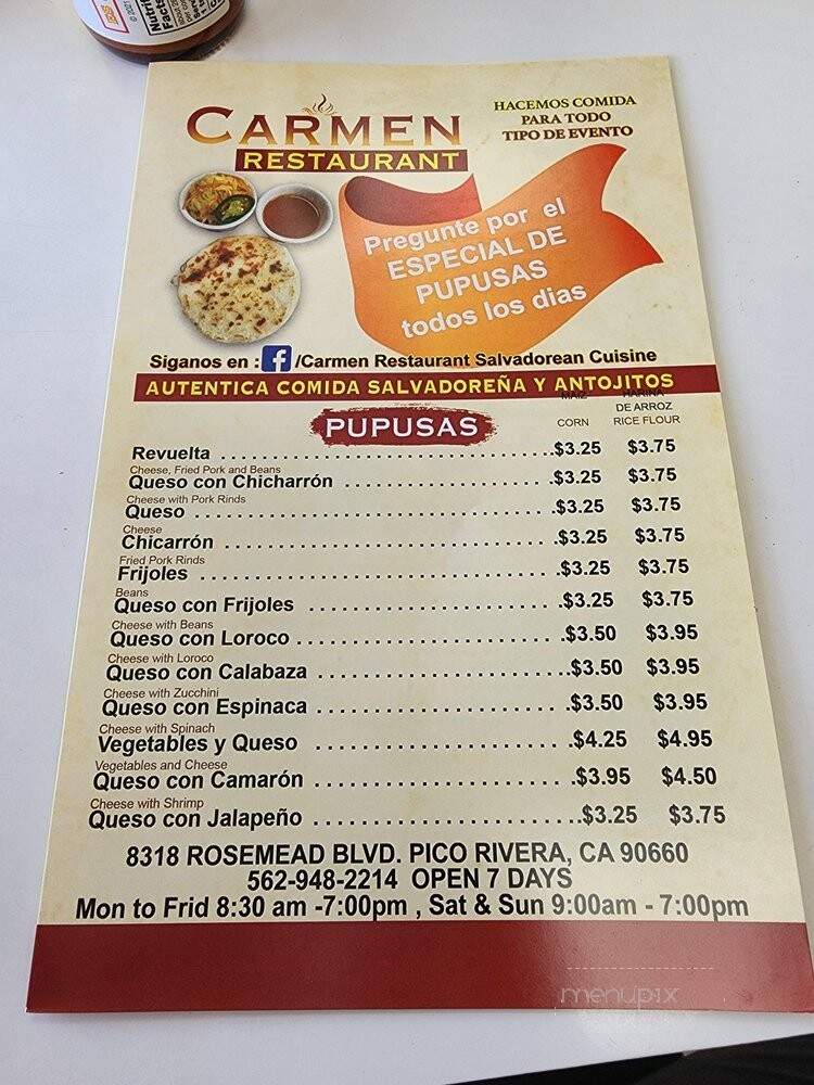 Carmen's Restaurant - Pico Rivera, CA menu_pic