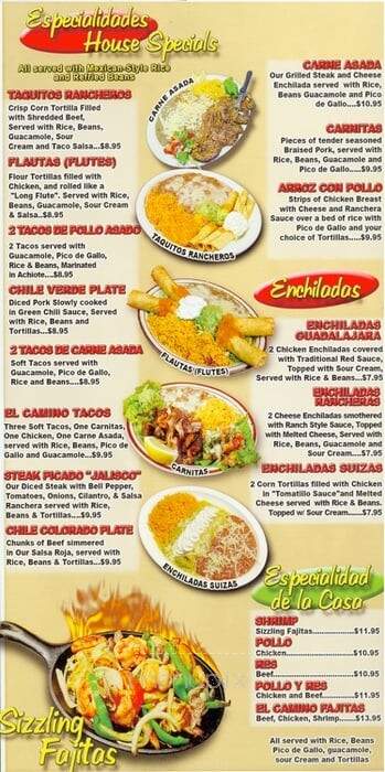 El Camino Mexican Grill - Whittier, CA menu_pic